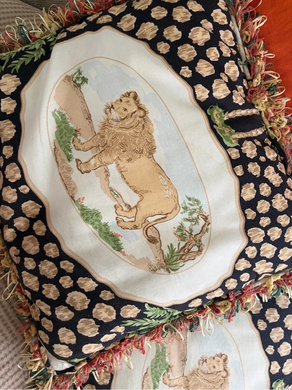 16” safari lion themed vintage custom pillows